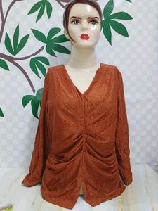 (300)Retro Bronze Ruched Top