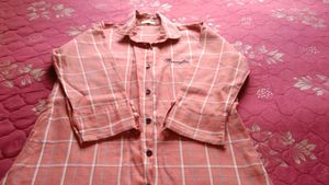 Peach Plaid Button-Up