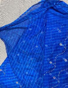 Royal Blue Leheriya Saree