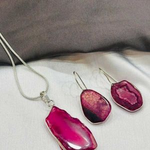 Agate Pendant & Earring Set