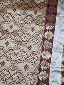Burgundy &amp; Gold Patterned Sari