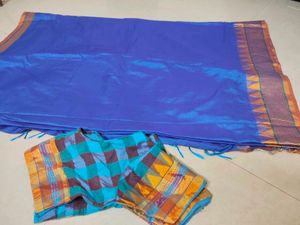 Blue Silk Saree with Blouse Piece