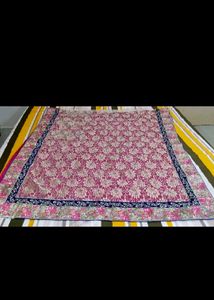 Pink Net+Chiffon Sari With Blouse