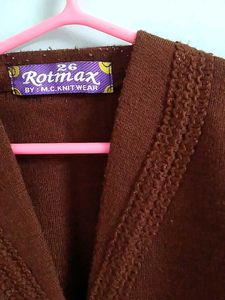 Embroidered Brown Cardigan