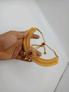 Gold Antique Maroon Green With Ruby Stone Neck
