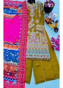 Mastard Heavy Embroidery Suit Set