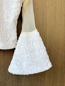 White Sequin Bell Sleeve Top