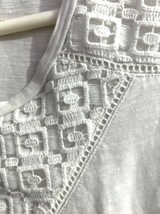 Lacy Yoke Round Neck Top