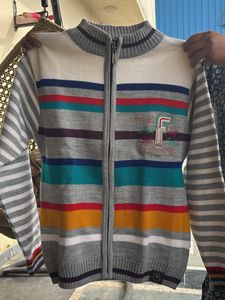 Striped Zip-Up Knit sweater