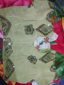 Elegant green Saree with Sequin Work