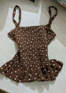 Brown Polka Top