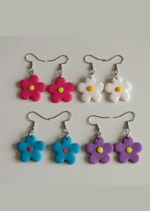Handmade Clay Flower Earrings 🌸