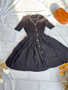 Elegant Black Button-Down Dress
