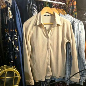 Ribbed Button-Down Top