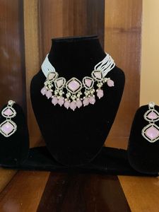 Pink Stone Necklace &amp; Earring Set