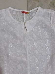 White Embroidered Kurti