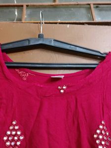 Maroon Embellished Kurti Set