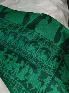 Green Plain Saree With VERY BEAUTIFUL PALLU