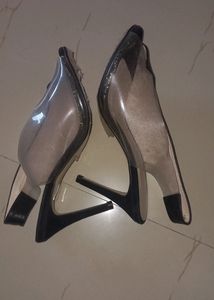 Two Color Heels Black And Transparent