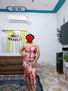 Red &amp; White Print Slip Dress