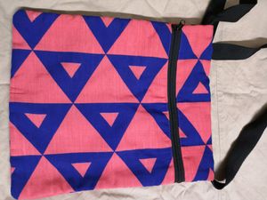 Pink & Blue Geometric Crossbody Bag