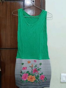 Green Floral Mini Dress