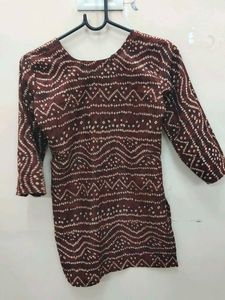 Short Kurti With Handmade Earrings
