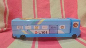 Blue Bus Pencil Box with Sharpener