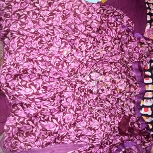 Printed Saree With Attached Fall