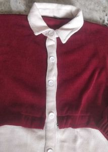 Women’s Two-Tone Collared Button-Down Tunic Top