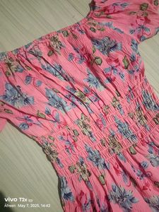 Floral Pink Tiered Midi Dress