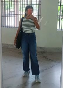 Crochet Striped Crop Multicolour Tank Top