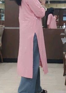Pink Embroidered Kurta