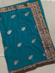 New Green Saree With Blouse