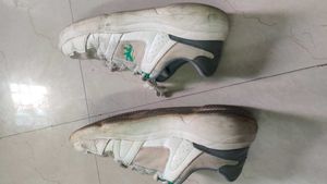 White Red tape Shoes Used Condition