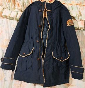 Navy Blue Hooded Winter Parka