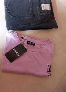 Combo Of Shein Top And Rodaster Grey Bootcut Jeans