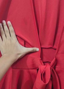 SHIEN Red Tie-Waist Top