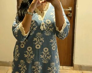 Blue Printed Kurta Set