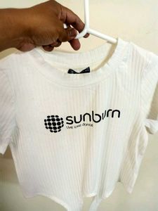 SHEIN White Sunburn Crop Top