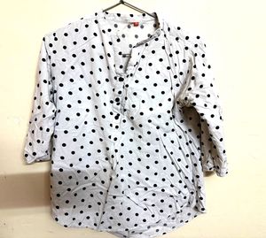White Polka Dot Top