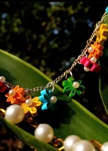 Quilling Paper Handmade Tiny Multiple Colours Flower Bracelet| Water Resistant,Glossy ✨