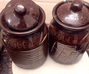 Vintage Eagle Pottery Jars