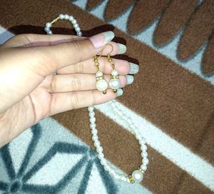 Pearl Drop Earrings with chain