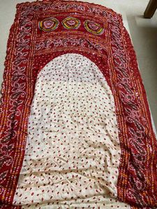 Bandhani Saree - Red &amp; White ( Price Negotiable )