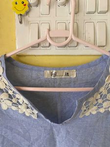 Blue Floral Lace Top
