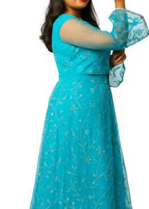 Aqua Blue Maxi Dress with Jacket