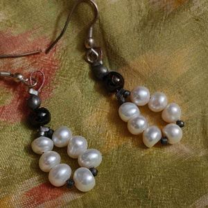 Pearl &amp; garnet Drop Earrings