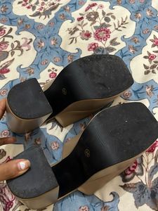 Beige Platform Block Heels