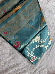 Elegant Teal Banarasi Dola Silk Saree❤️